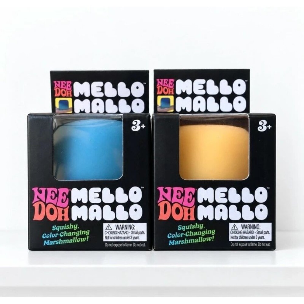 Authentic NeeDoh Mello Mallo Color-Changing Squishies Blue & Yellow Lot of 2 NIB